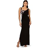 Adrianna Papell Womens Bead Jersey Long Dress
