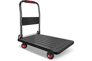 WARMYOU Platform Trucks Push Cart Dolly Heavy Duty with 880 LBS Capacity and Swivel Wheels 29"x19" Flatbed Hand Cart Flat Dolly Cart Easy Moving Storage for Groceries, Office, Garage, Warehouse