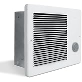 174 Wall Heater with Built-In Adjustable Thermostat, 750/1500W, 120/240V AC | White Grille with Downflow Louvers, Supplemental Heat for Rooms Up to 150 sq. ft., Manual-Reset Thermal Overload Protector