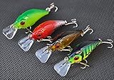 docooler 4Pcs 77mm/10g Crank Fishing Lure Hard Bait with Hooks Metal Ball Tackle