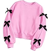 Ecolala Girls Sweatshirt Cute Bow Tie Long Sleeve Crewneck Pullover Top Casual Fall Winter