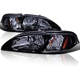 SPEC-D TUNING Black Smoke 1PC Style Headlights | For 1994-1998 Ford Mustang