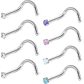 Ruifan 18G 316L Surgical Steel 1.5mm 2mm 2.5mm 3mm Opal & Clear CZ Nose Screw Rings Studs Ring Body Piercing Jewelry 8PCS