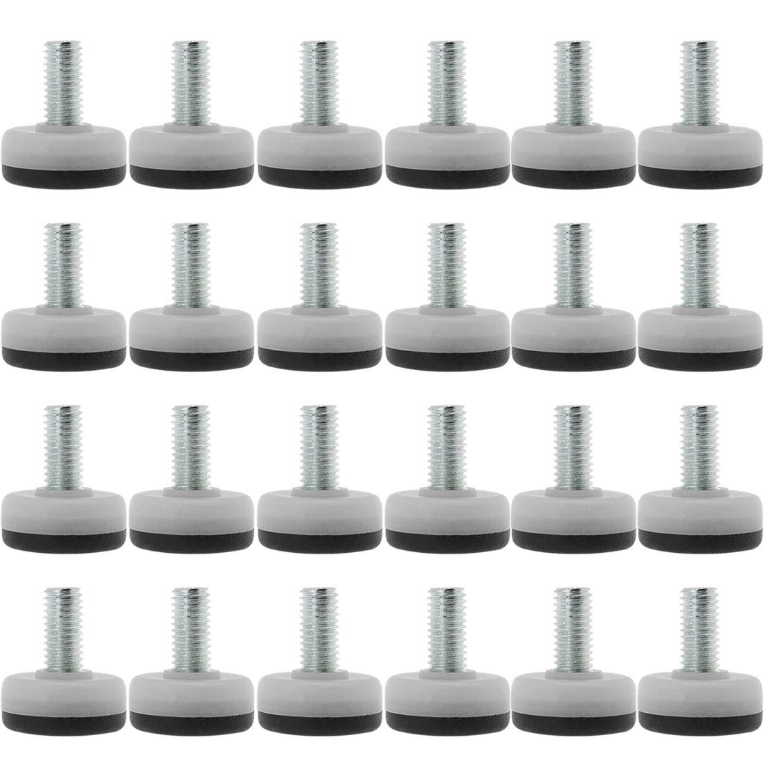 sourcing map M10 x 20 x 30mm Furniture Glide Leveling Feet Adjustable Leveler Floor Cover Protector for Table Desk Leg 24 Pack