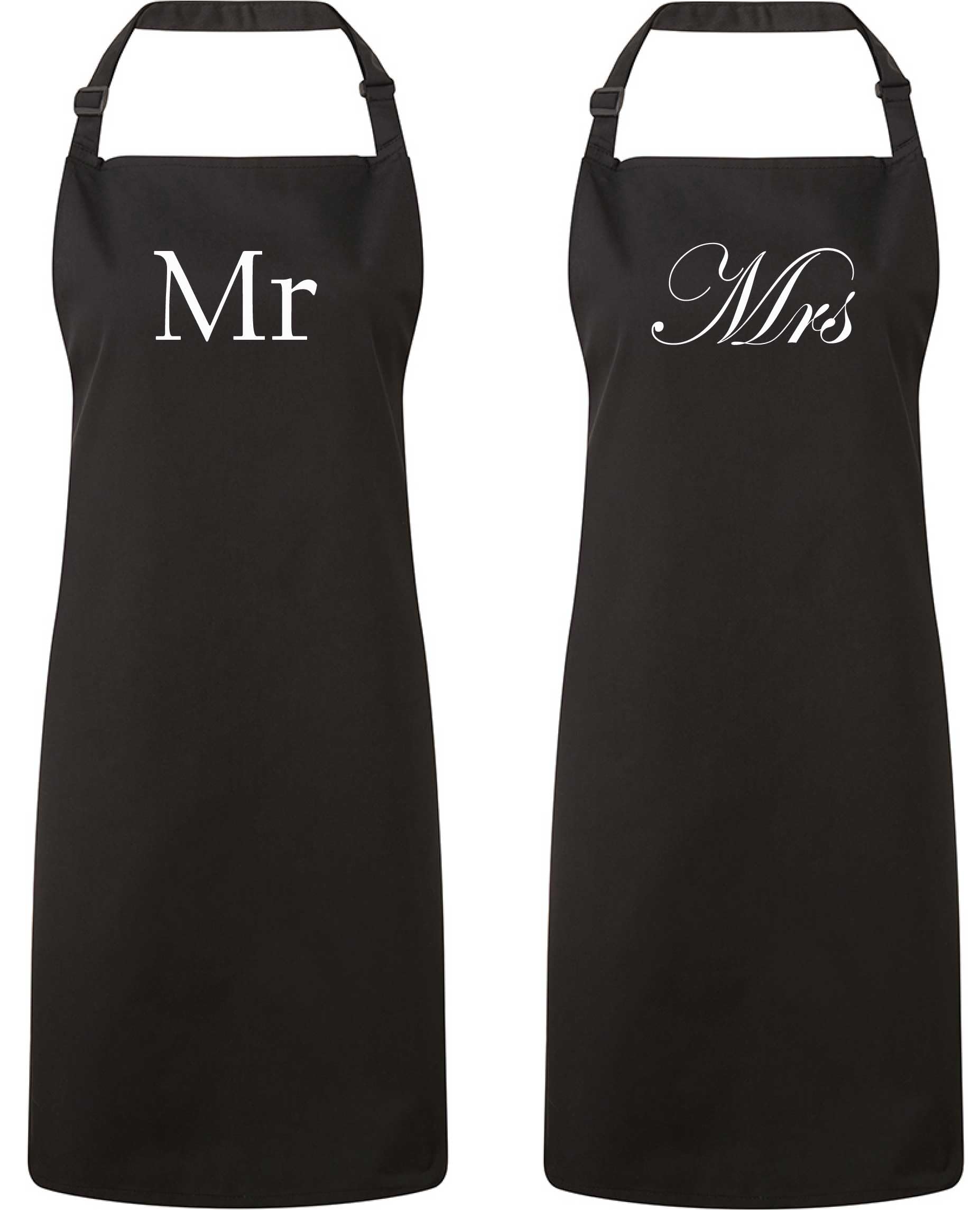 60 Second Makeover Limited Couples Mr and Mrs Black Apron Set Novelty Gift Wedding Anniversary Husband Wife House Warming Kitchen Present