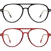 AMOMOMA Retro Blue Light Aviator Reading Glasses for Women Men,Vintage Computer Reader Frame 2.0 1.5 AM6155