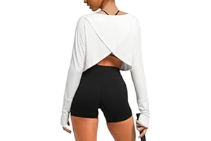 Navneet Long Sleeve Workout Tops Women Open Split Back Running Gym Shirts Loose Fit Crew Neck Yoga Pilates