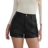 Rasutina Women Stretchy Leather Shorts High Waisted Dressy Shorts for Women Casual Faux Leather Shorts