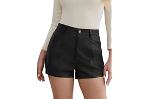 Rasutina Women Leather Shorts High Waisted Dress Shorts for Women Stretchy Short Femme Faux Leather Shorts