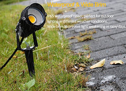 YGS-Tech 5W LED Landscape Lights 12V Low Voltage Waterproof Warm White Spotlights for Garden, Yard, Lawn, Pathway (2 Pack)