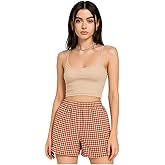 Dynvernal Gingham Boxer Shorts for Women 2025 Y2K Elastic Pajama Casual Lounge Sleep Plaid Shorts Summer Beach Bottoms Red