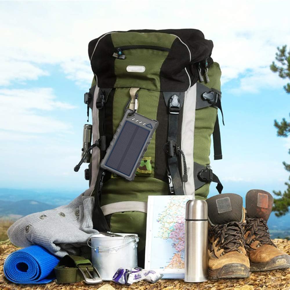 Solar Charger, BEARTWO 10000mAh Upgrade 2020 Solar Phone Charger, Ultra-Compact Portable Charger with Dual USB Backup Battery Pack, Solar Power Bank with Flashlight for Camping, Outdoor Activities