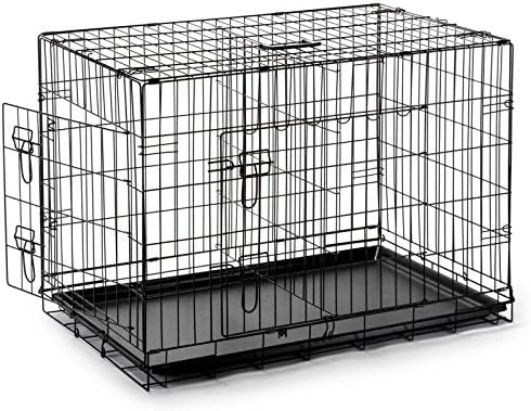SmithBuilt Double Door Folding Metal Dog Crate, 48 Inch Long with Divider