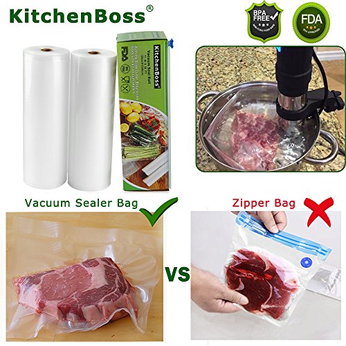 Vacuum Sealer Sealers Rolls With Cutter Box 2 Pack 11"x50' KitchenBoss