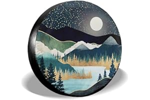 cozipink Abstract Mountains Deer Lake Landscape Spare Tire Cover Wheel Protectors Weatherproof Wheel Covers Universal Fit for Trailer Rv SUV Truck Camper Travel Trailers Accessories 14" 15" 16" 17"
