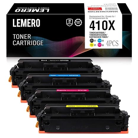 4 LEMERO Kompatibel für HP CF410X CF411X CF412X CF413X 410X Toner für HP Color Laserjet M452DW M452DN M452NW M477FDW M477FDN 