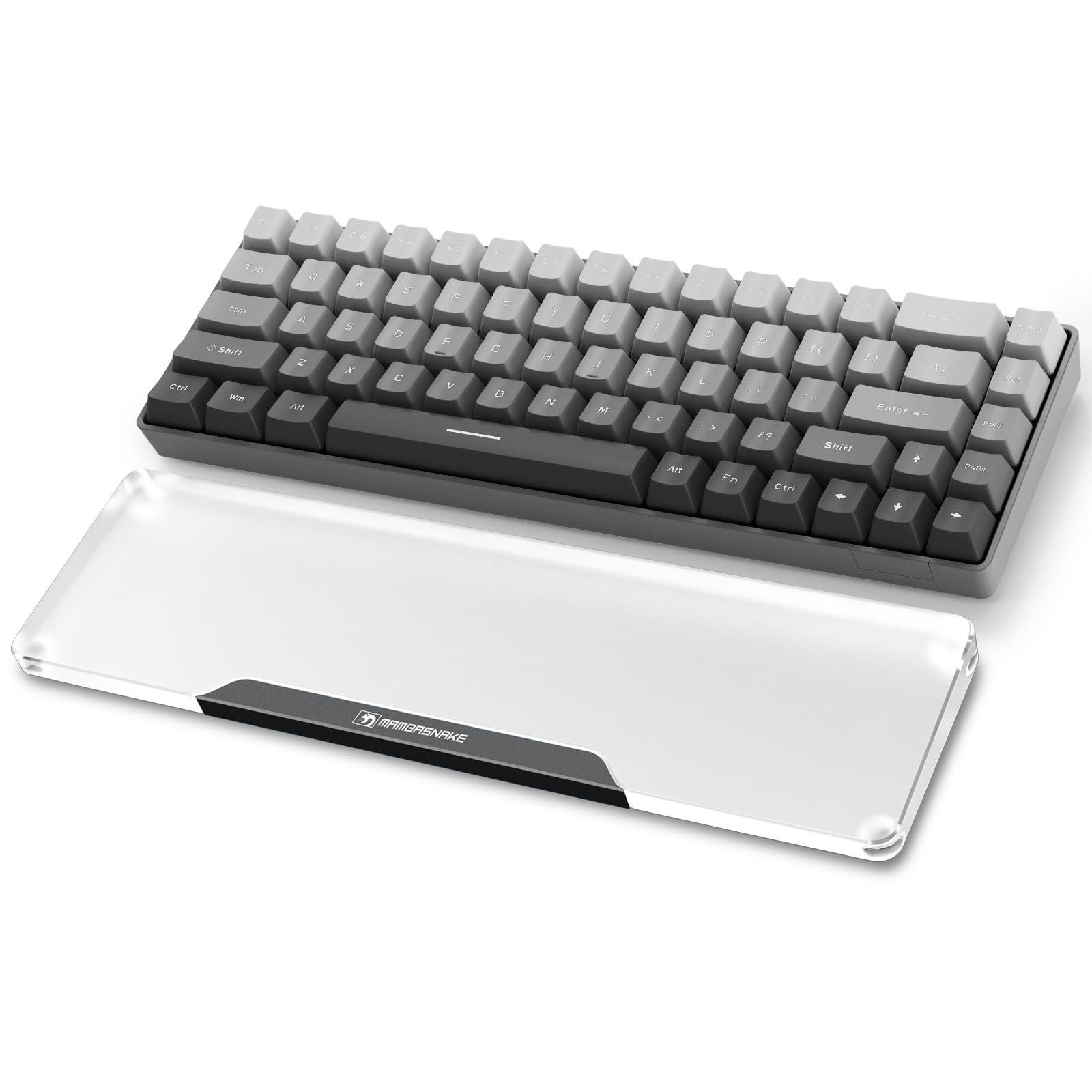 MAMBASNAKE Keyboard Wrist Rest for 68 Keys Compact 65% Keyboard - CNC Acrylic Keyboard Hand Support Palm Rest with Aluminum Logo - Anti-Slip Feet - for Office/Gaming/Typing/Laptop - Black