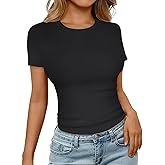 ZNVGIRL Women's T Shirt Basic Short Sleeve Summer Tops Slim Fit Y2k Tees Going Out Crop Top