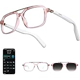 Ai Smart Glasses for Men Women with Chat GPT Assistant, Bluetooth Translation Glasses with 164 Languages, Color-Change Lens, Music Playback and Hands-Free Calls Travel Meeting Trade Business KM05 Pink