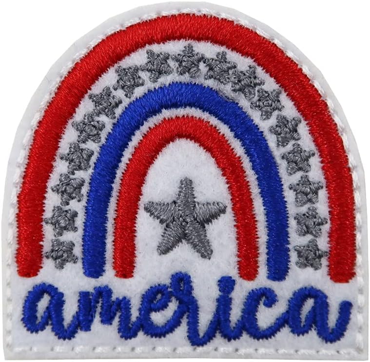 Mixed Media - Patriotic Shirts DIY, America Rainbow Embroidered Iron On Patch for Clothing