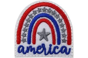 ROCKAPATCH Patriotic Shirts DIY, America Rainbow Embroidered Iron On Patch for Clothing