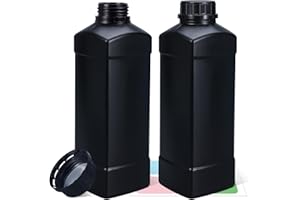 UMETASS 34oz Plastic Bottles with Caps, Food Grade Wide Mouth Darkroom Chemical Storage Bottles for Water Sample Lab Reagent Liquid Medicine Storage （ 2pack Black ）