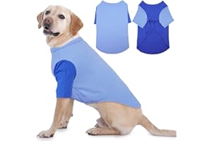 IKIPUKO 2 Pack Large Dog T-Shirts 3XL - Breathable Durable Cotton Shirt, Shedding Control Protect Skin Dogs Clothes for Husky, Labrador, Summer Hot Day Sleep, Walk, Sea, Park Play, Camping, Blue