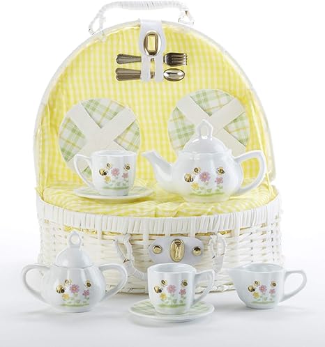 childrens tea sets in basket