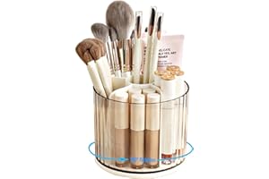 Lemical 360°Rotating Makeup Brush Holder Pen Holder Pencil Holder Brush Storage box Cosmetics Display Case 6 Slots Desktop De