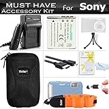 Must Have Accessory Kit For Sony Cyber-shot DSC-TX200V, DSC-TF1, DSC-TX30 Waterproof Digital Camera Includes Replacement NP-BN1 Battery + Ac/Dc Charger + Micro HDMI Cable + Float Strap + Case + More