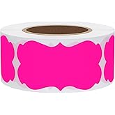 Hybsk 300pcs Fluorescent Pink Christmas Gift Stickers Blank Jar Canning Labels 1.25 x 2.28 Inch Holiday Present Tags