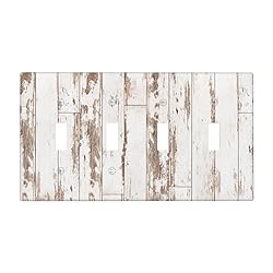 White Grey Wood 4 Gang Light Switch Cover