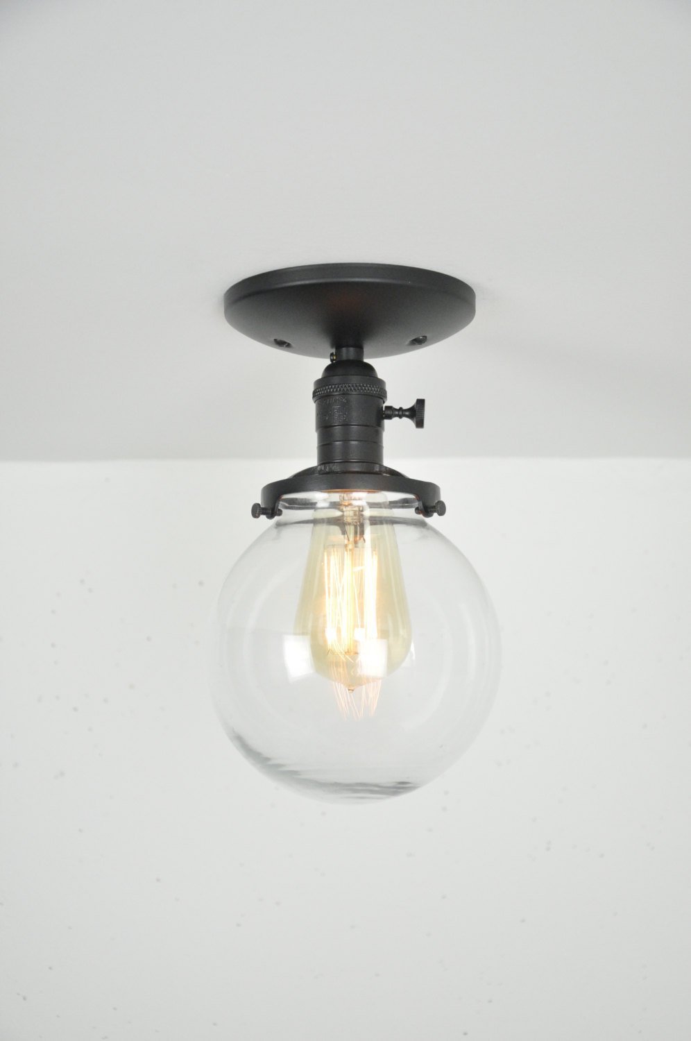 Globe Ceiling Light Black Light Fixture Ceiling Mounted Flush Mount Glass