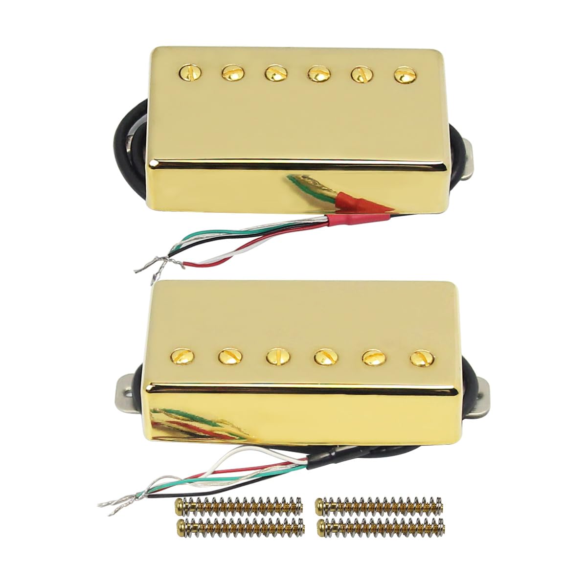 FLEOR 7-8K Neck Pickup & 14-15K Bridge Pickup Alnico 5 4-Wires Humbucker Pickups Set for LP Style Electric Guitar, Golden