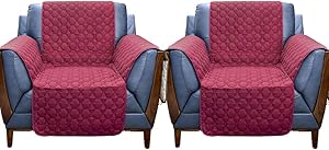 RBSC Home 2 Pack 23 Inch Armchair Covers - Super Anti-Slip 100% Waterproof Stain Resistant Chair Covers for Dogs Cats Pets Washable Furniture Proector (2 Pack Burgundy)