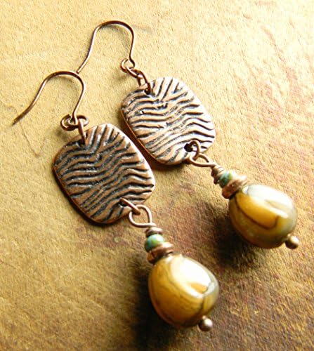 Tribal Earrings Yellow Ochre Copper Nugget Drops
