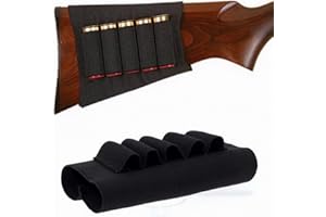 iModen Elastic Nylon Webbing Shotgun Buttstock,Gun Stocks, 12 20 GA Cartridge Holder 5 Shells (Black)