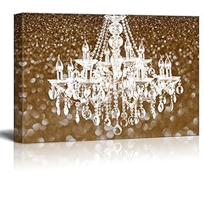 Wll Art White Crystal Chandelier on Glittering Golden...