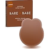 Bare Babe Nipple Covers with Lift - Reusable Sticky Bra Push Up - Waterproof Nipple Pasties Strapless Bras for Women 4 Shades