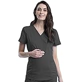 Cherokee Maternity Scrub Top Mock Wrap with 2 Pockets, Breathable and 2-Way Stretch Fabric - WW688