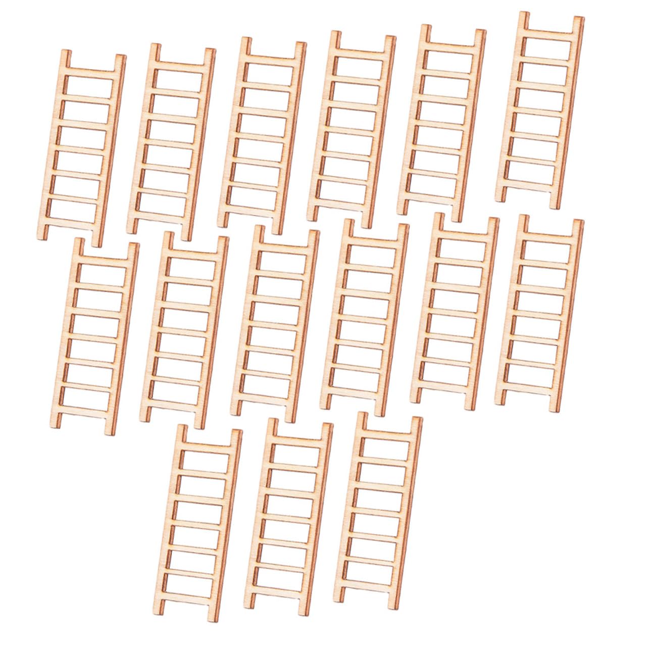 Photo 1 of SAFIGLE 15pcs Small Staircase Ornaments Diorama Birthday Cake Decorations Sand Table Toys 1/24 Scale Accessories Toy Ladder Mini Ladder Decor Wooden Sand Table Landscape Model Bonsai Decor