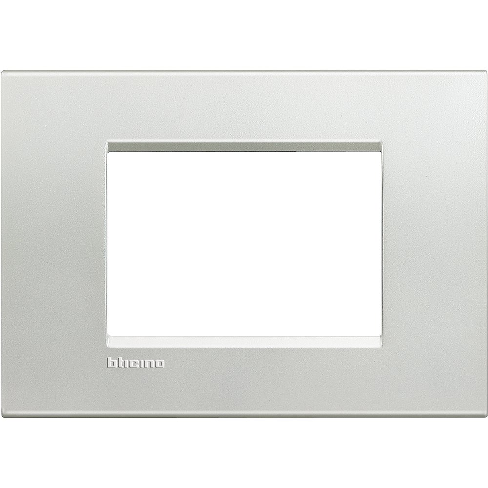 BTicino Living Light LNA4803AC Plate Square 3-Switch, Steel, silver, LNA4803AG