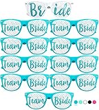 Team Bride Party Glasses - Novelty Sunglasses For Weddings, Bachelorette Parties and Bridal Showers (10pc Set, Robin Egg Blue)
