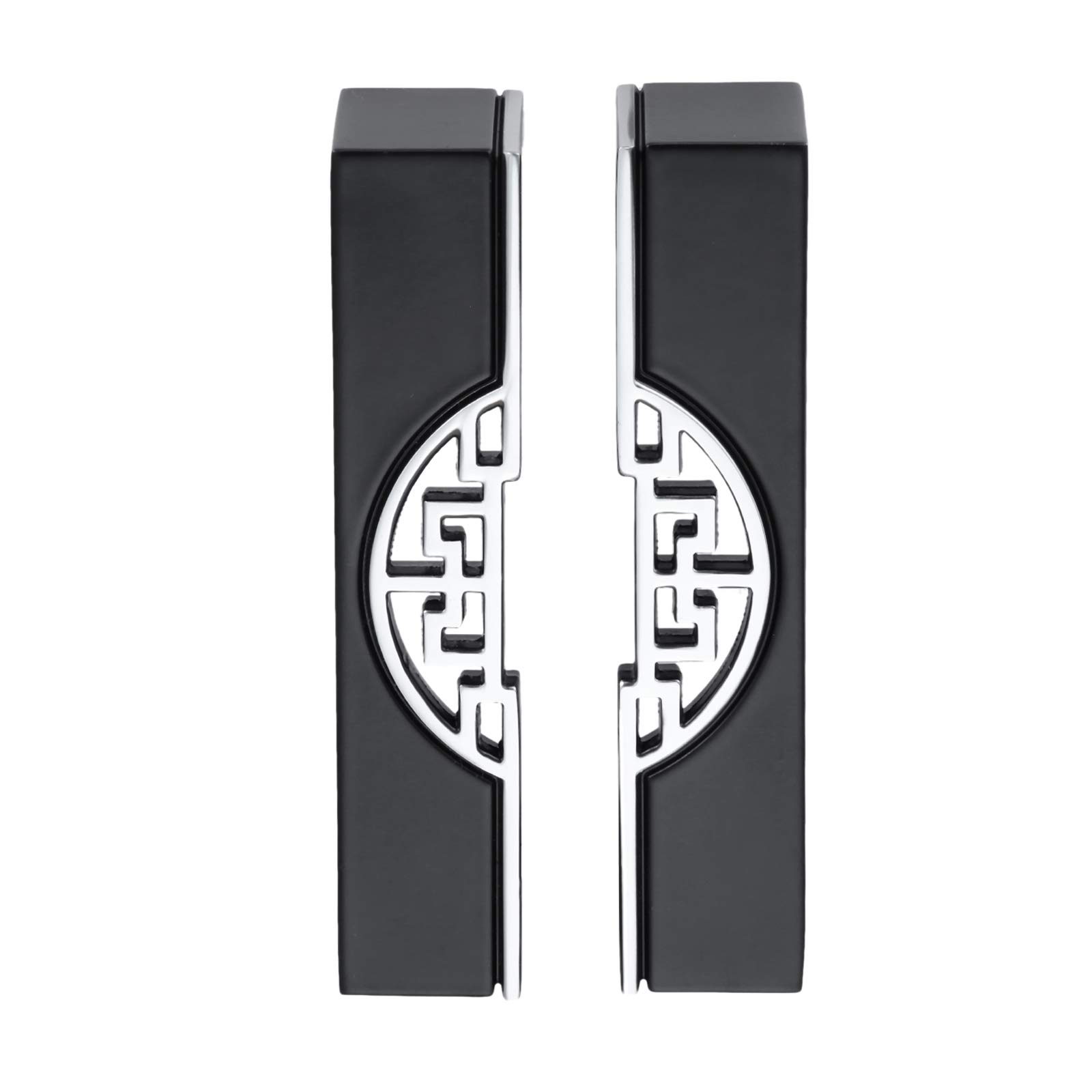 Mgoodoo Outdoor Pull Handles for Doors Black Pull Handle 96mm for Outside Internal Shed Door Zinc Alloy Knobs Hole Pitch-Pack of 2