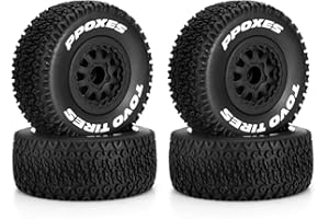 WLYEJEA 4PCS RC Short Course Truck Tire 12MM RC Wheels and Tires,1/10 Scale Off-Road Tyre Set Competible for Traxxas Slash Lo