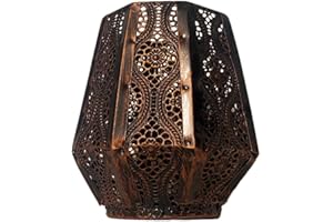 Kichvoe Moroccan Vintage Iron Hollow-Out Candleholder, Decorative Tall Candlestick for Dining Table and Home