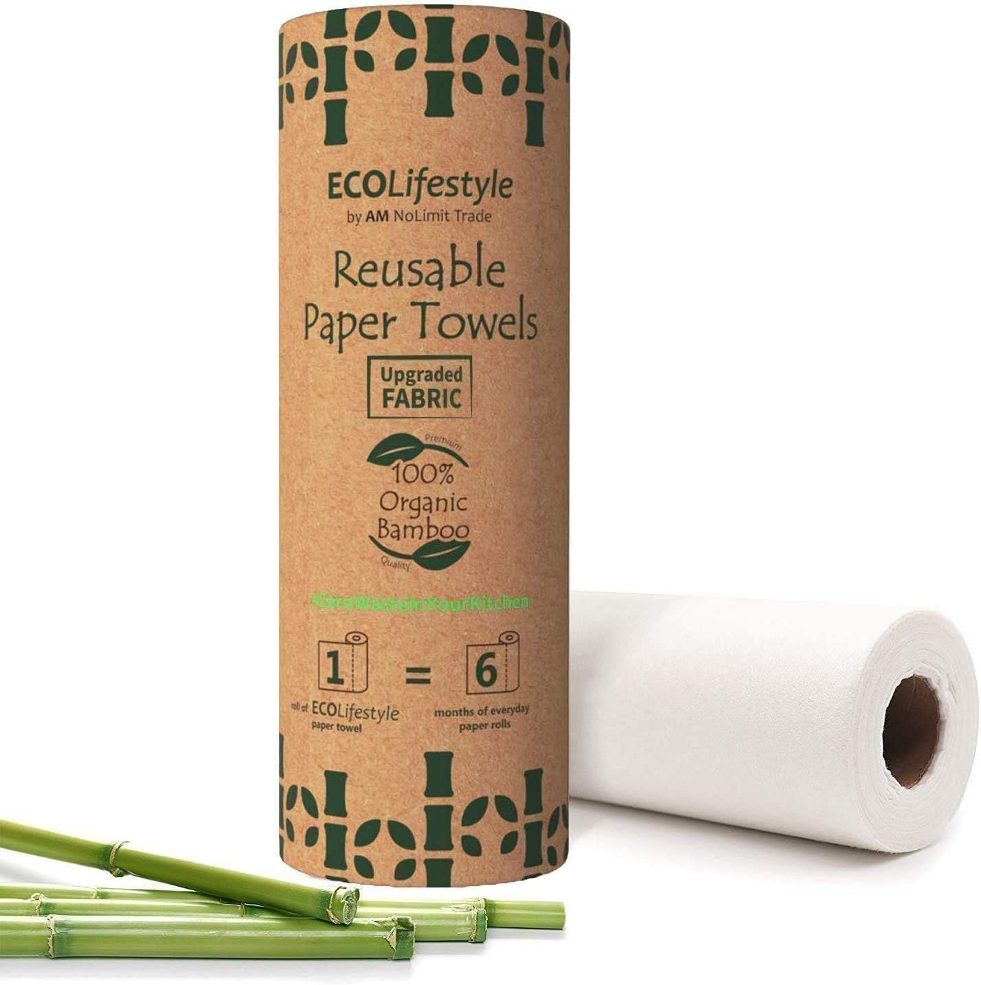 Bamboo Reusable Paper Towels Washable Roll (20 Sheets) Zero Waste Unpaper Towel Eco Friendly Products Sustainable Gifts - Kitchen Cleaning Rolls Alternative - Paper Towels Bulk Recycled Napkins Cloth: Health & Personal Care