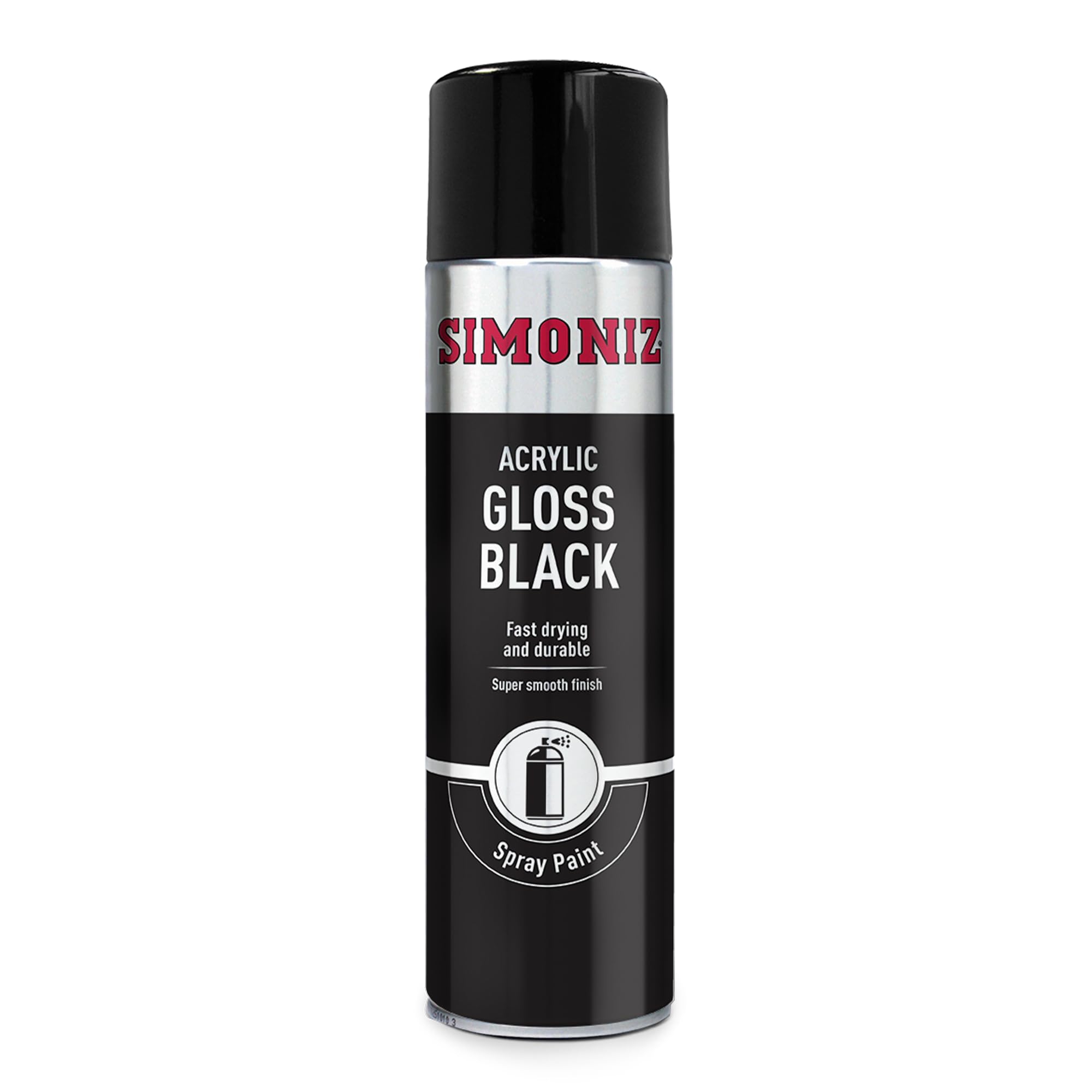 Simoniz Gloss Black Spray Paint, Easy To Use Black Aerosol Spray Paint For Wood, Metal & Plastic, Perfect Car Paint For Bodywork, Wheels, Around The Home, Fast Drying & Durable Paint, Gloss Black, 500ml