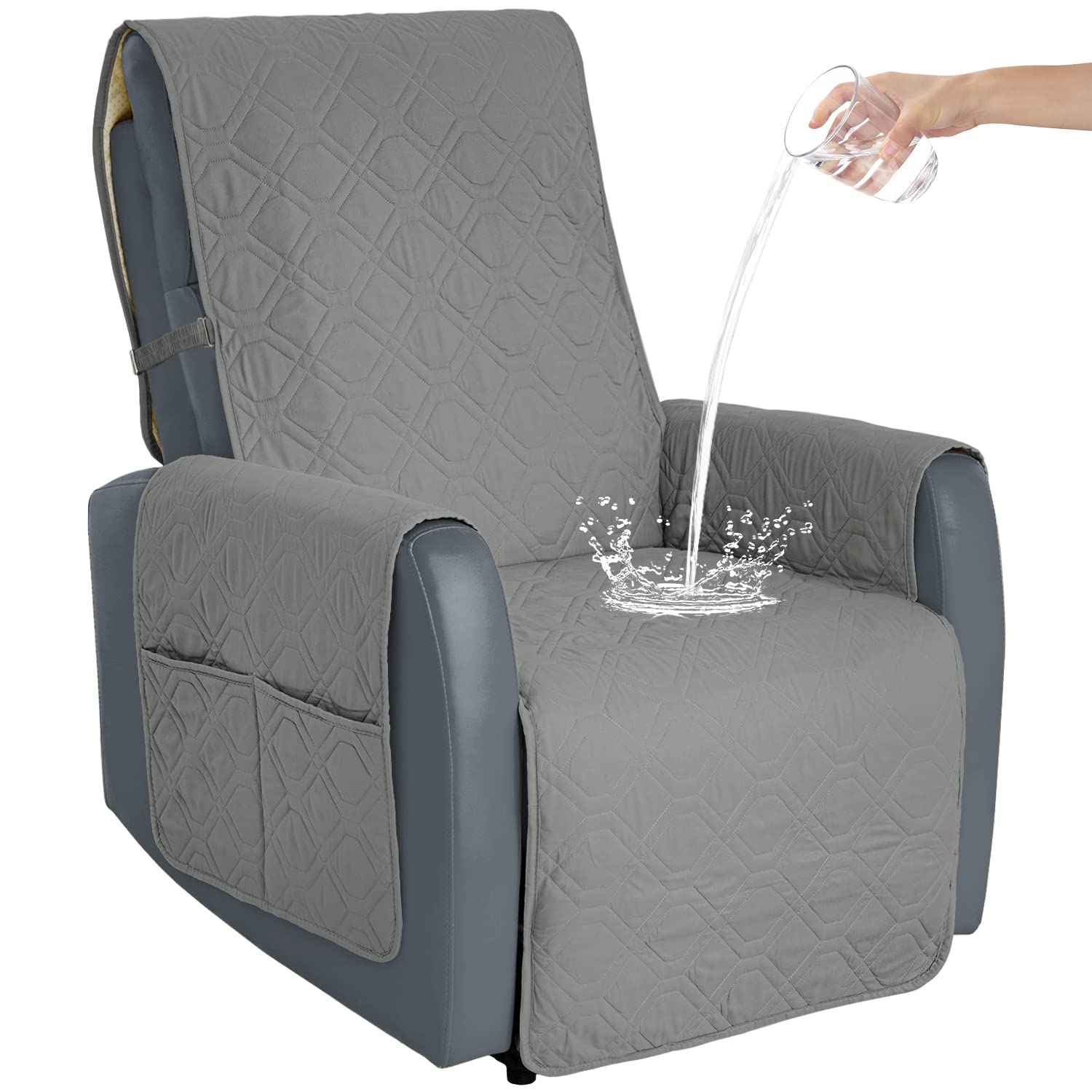 Photo 1 of SOFTOWN Recliner Chair Covers Sofa Slipcover Non-Slip Chair Couch Cover Machine Washable Furniture Protector with Straps for Dogs(Grey, 23inch Recliner)