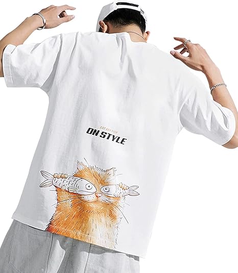 Amazon Co Jp Homelax Tシャツ メンズ 半袖 100 綿 吸汗 速乾 Tシャツ 夏服 メンズ おしゃれ 丸首 猫と魚 可愛い 人気 快適 薄手 トップス カジュアル お洒落 おもしろtシャツ 大きい サイズ Summer T Shirt M Xxxl 春服 夏服 服 ファッション小物